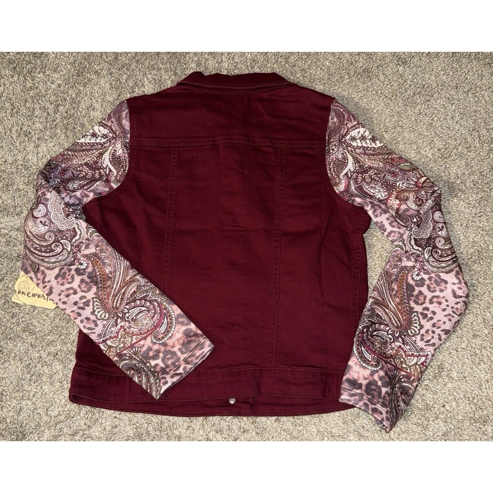 NWT One World Live & Let Live Paisley Sleeves Denim Jacket‎ Western Boho Small - Picture 7 of 9